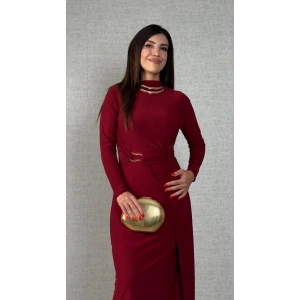 Kadın Balıkçı Yaka Toka Detay Sandy Kumaş Midi Boy Elbise