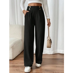 Kadın Beli Lastikli Düğmeli Ithal Krep Pantolon