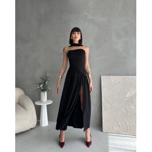 Kadınboğaz Kolsuz Maxi Boy Kalem Elbise