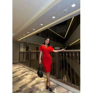 Kadın Dalgıç Krep V Yaka Ve Sırt Dekolte Detaylı Elbise