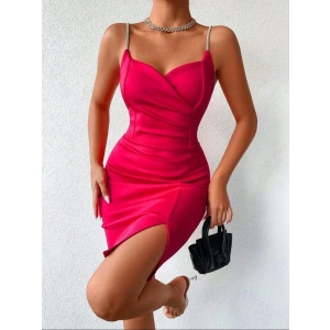 Kadın Dalgıç Kumaş Taş Detaylı Mini Boy Elbise