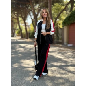 Kadın Hakim Yaka şerit Detay Hırka Ve Bol Paça Pantolon Ikili Takım