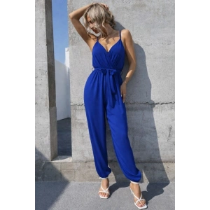 Kadın Ip Askılı Kruvaze Yakalı Belden Kuşaklı Uzun Sandy Tulum