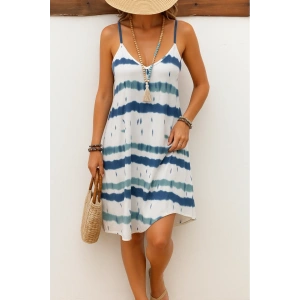 Kadın Ip Askılı V Yakalı Karışık Renkli Süprem Elbise