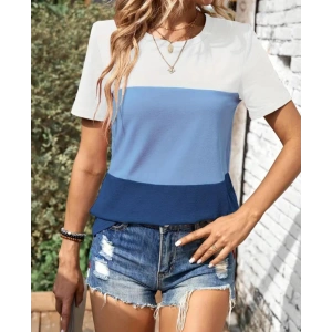 Kadın Kısa Kollu Bisiklet Yaka Salaş Viskon Bluz