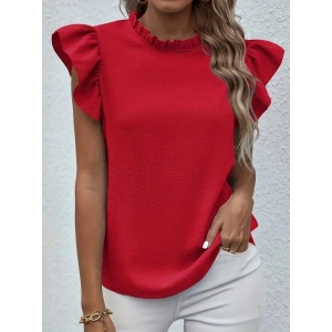 Kadın Kısa Kollu Fırfır Yakalı Bürümcük Bluz