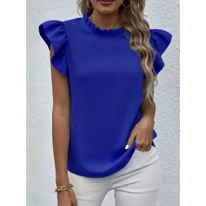 Kadın Kısa Kollu Fırfır Yakalı Bürümcük Bluz