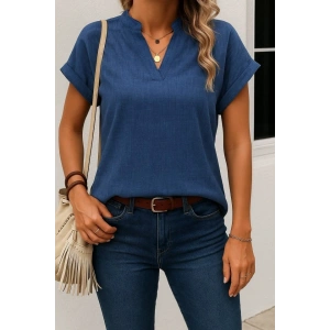 Kadın Kısa Kollu Hakim Yaka Sofya Bluz