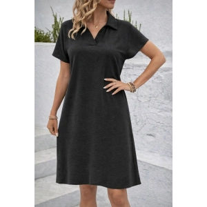 Kadın Kısa Kollu V Yaka Aerobin Kumaş Diz üstü Elbise