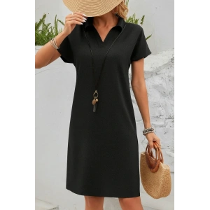 Kadın Kısa Kollu V Yakalı Bürümcük Elbise