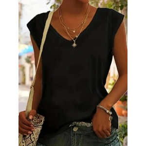 Kadın Kısa Kollu V Yakalı Viskon Bluz