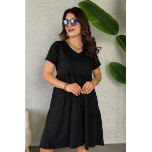 Kadın Kısa Kollu V Yakalı Viskon Elbise