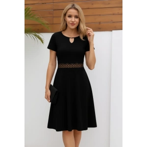 Kadın Kısa Kollu Yuvarlak Yaka Damla Detaylı Janjan Elbise