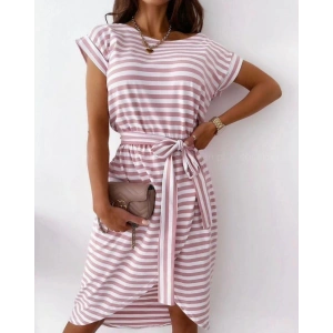 Kadın Kuşaklı Turlu Viskon Kumaş Elbise