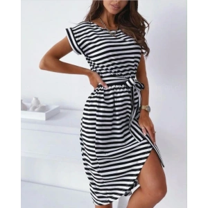 Kadın Kuşaklı Turlu Viskon Kumaş Elbise