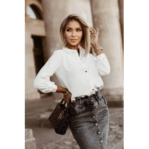 Kadın Metal Düğmeli Dokuma Viskon Kumaş Gömlek