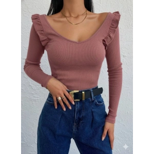 Kadın Omuz Fırfır Detay Uzun Kollu Bluz