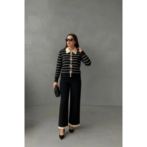 Kadın şerit Detay Bol Paça Pantolu ıkılı Takım