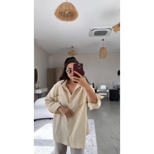 Kadın Tek Cepli Over Size Ketem Gömlek