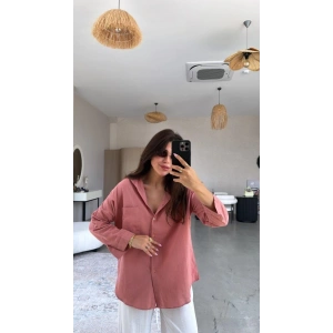 Kadın Tek Cepli Over Size Ketem Gömlek