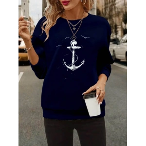 Kadın Uzun Kollu Bisiklet Yaka Desenli Viskon Iki Iplik Bluz