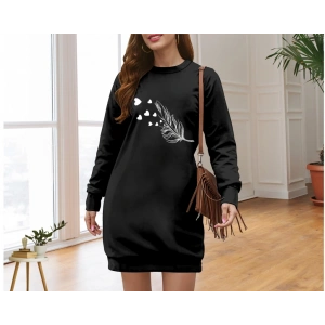 Kadın Uzun Kollu Bisiklet Yaka Desenli Viskon Iki Iplik Elbise