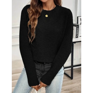 Kadın Uzun Kollu Bisiklet Yaka Triko Bluz