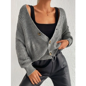 Kadın Uzun Kollu Düğme Detay Triko Hırka