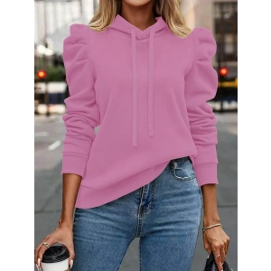 Kadın Uzun Kollu Kapşonlu Bağcıklı Kollarda Büzgü Detaylı Iki Iplik Bluz