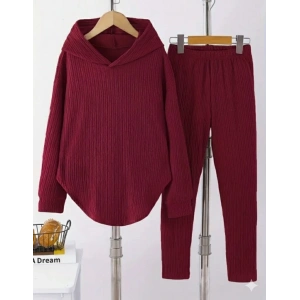 Kadın Uzun Kollu Kapşonlu Meloni Bluz Ve Pantolon Ikili Takım