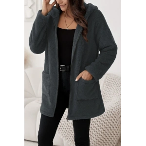 Kadın Uzun Kollu Kapşonlu önden Fermuarlı Cepli Welsoft Ceket