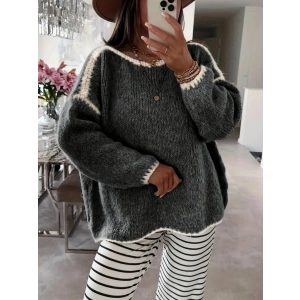 Kadın Uzun Kollu Kayık Yaka Triko Bluz