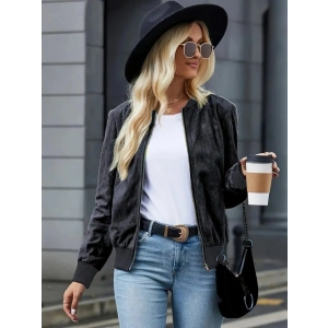 Kadın Uzun Kollu önden Fermuarlı Süet Ceket