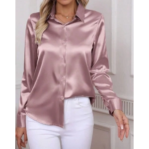 Kadın Uzun Kollu Saten Gömlek