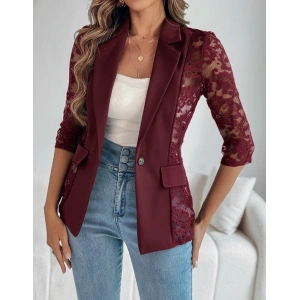 Kadın Uzun Kollu Truvakar Kol önden Düğmeli Cepli Dantelli Atlas Ceket