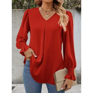 Kadın Uzun Kollu V Yakalı Salaş Ithal Krep Bluz