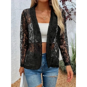 Kadın Uzun Kollu Yakalı önü Açık Dantelli Ceket