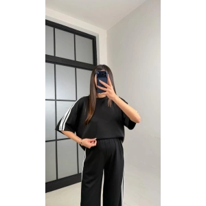 Kadın Yarasa Kol Yanları şerit Detay Modal Kumaş Ikili Takım
