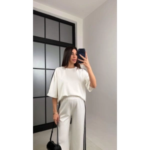 Kadın Yarasa Kol Yanları şerit Detay Modal Kumaş Ikili Takım