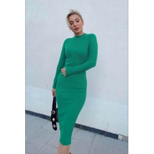 Kadın Yarım Balıkçı Yaka Süet Kumaş Fırsat ürün Midi Boy Elbise