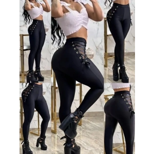 Kadın Yüksek Bel çapraz Bağcıklı Tül Detaylı Dalgıç Tayt