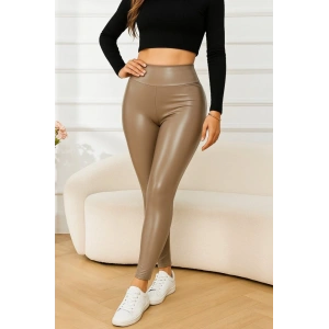 Kadın Yüksek Bel Deri Tayt