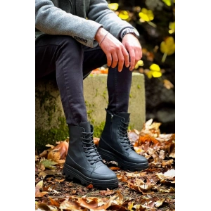 KB-0993 Kuback Siyah Cilt Siyah Yüksek Taban Postal Bot