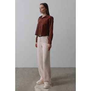 Kemerli Palazzo Pantolon - Pudra