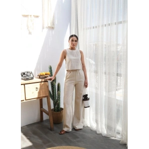 Keten Bluz Ve Pantolon İki̇li̇ Takim