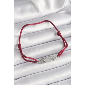 Kırmızı İpli Asansörlü Zirkon Taşlı Gümüş Messika Model Kadın Bileklik