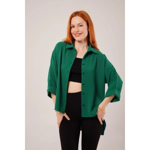 Kol Katlama Detaylı Zümrüt Yeşili Gömlek