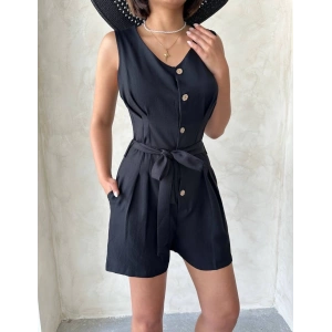 Kuşaklı şortlu tulum