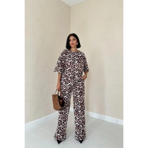 Leopar T-Shirt Ve Pantolon Takım