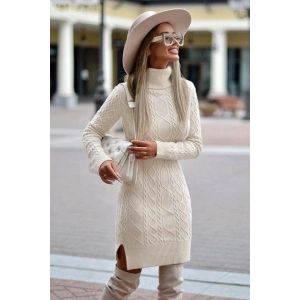 Loren Yünlü Motifli Midi Boy Triko Elbise